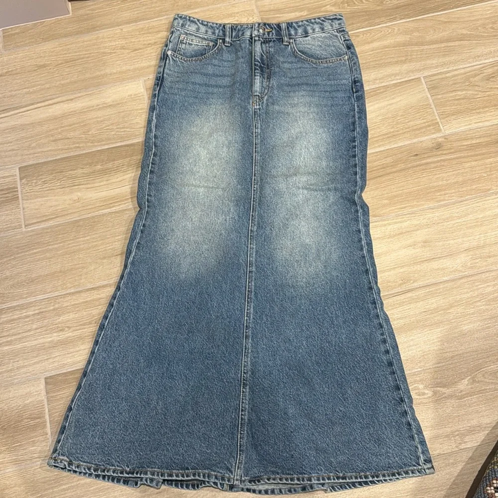 H&M mermaid denim skirt size 10, New Maxi jeans skirt Very pretty H & M - Picture 5 of 16